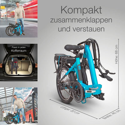 aktivelo E-Bike Klapprad 20 Zoll, Elektrofahrrad klappbar, Faltrad, E Bike Herren, E Bike Damen, 250W Ananda Mittelmotor, 36V/10,4Ah Lithium-Ionen-Akku,7-Gang, Schiebehilfe