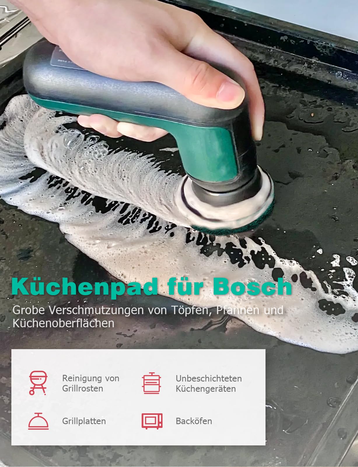 Aufsatz für Bosch Universal Brush, 12 Stück Akku Reinigungsbürste Pad Mellbree 3 Küchenpad, 3 Schaumstoffpad,3 Mikrofaserpad, 3 Hochleistungspad Kompatibel mit Bosch Home/Garden 6033 Reinigungsbürste