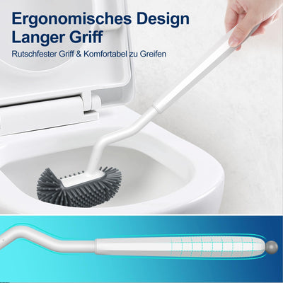 HAMITOR Klobürste Silikon Toilettenbürste mit Halter: Flexible Wc Bürste mit randreiniger - Schnell Trocknendem Klobürstenhalter Set für Badezimmer Zubehör- Hängende Toilet Brush Weiß Ohne Bohren