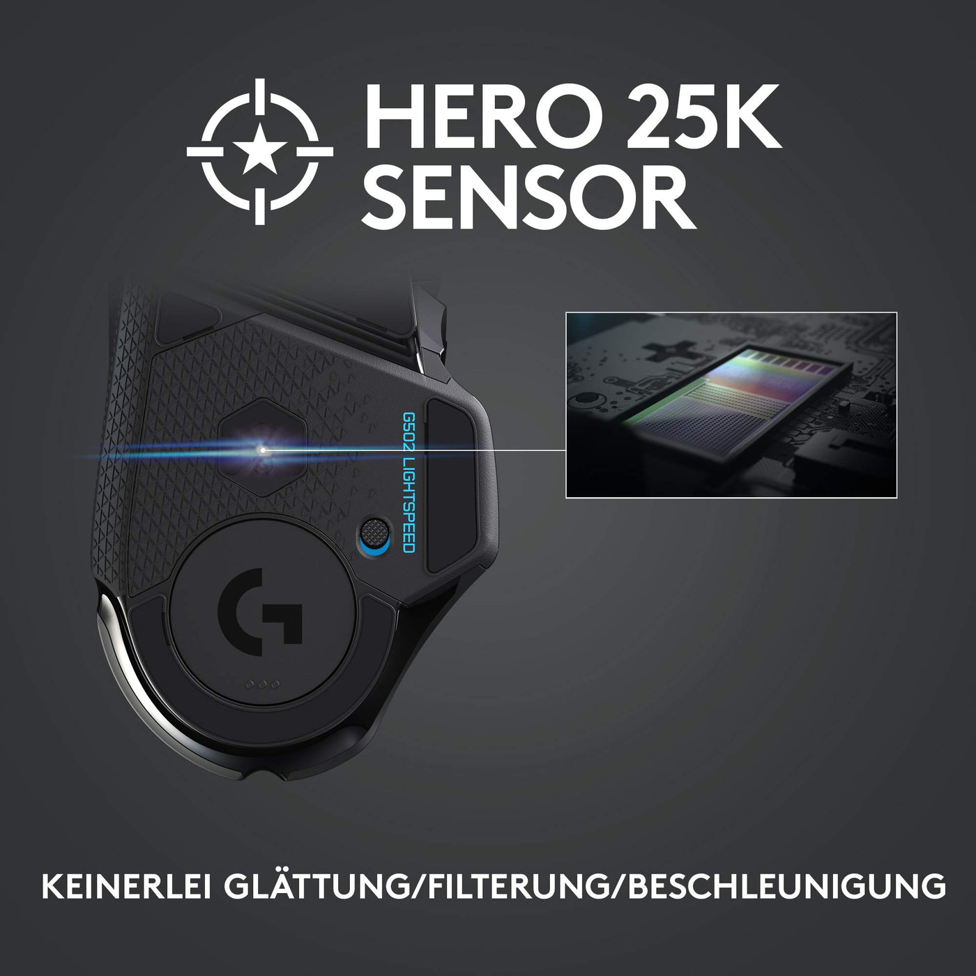 Logitech G502 LIGHTSPEED kabellose Gaming-Maus mit HERO 25K DPI Sensor, Wireless Verbindung, USB-Anschluss, RGB-Beleuchtung, Gewichtstuning, POWERPLAY-kompatibel, PC/Mac - Schwarz