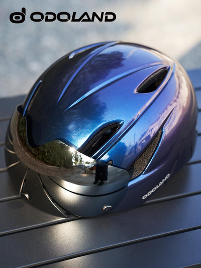 Odoland Fahrradhelm mit Magnetische Visier und Sportbrille, Abnehmbarer Schutzbrille Fahrradhelm, Cityhelm Urban Rennradhelm für Erwachsenen Herren Damen