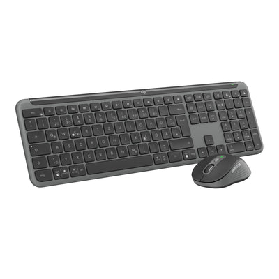 Logitech MK950 Signature Slim kabelloses Tastatur-Maus-Set, schlankes Design, leise tippen, Wechsel zwischen DREI Geräten, Bluetooth, mehrere Betriebssysteme, Windows, Mac, DEU QWERTZ-Layout, Graphit