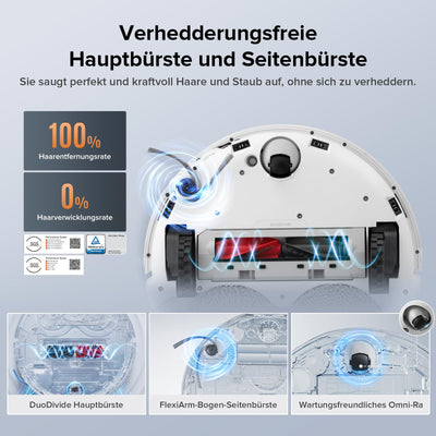 roborock Qrevo Edge S5A Saugroboter mit Wischfunktion,Dual Anti-Tangle-System,17.000Pa,FlexiArm Design™ Kantenreinigung,Hebarem Wischmopp,75℃ Heißwasser-Moppwäsche (Weiß)