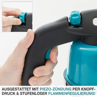TOM Gas-Lötbrenner im Set – 1300°C – Lötlampe zum Weich- oder Hartlöten – Piezozündung – Bunsenbrenner Gasbrenner (Lötbrenner)
