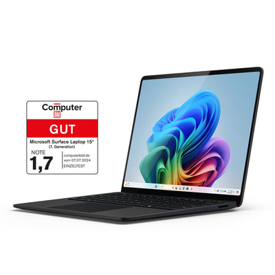 Microsoft Surface Laptop | Copilot+ PC | 15” Touchscreen | Snapdragon® X Elite (12 Kerne) | 16GB RAM | 512GB SSD | neuestes Modell, 7. Edition | Schwarz