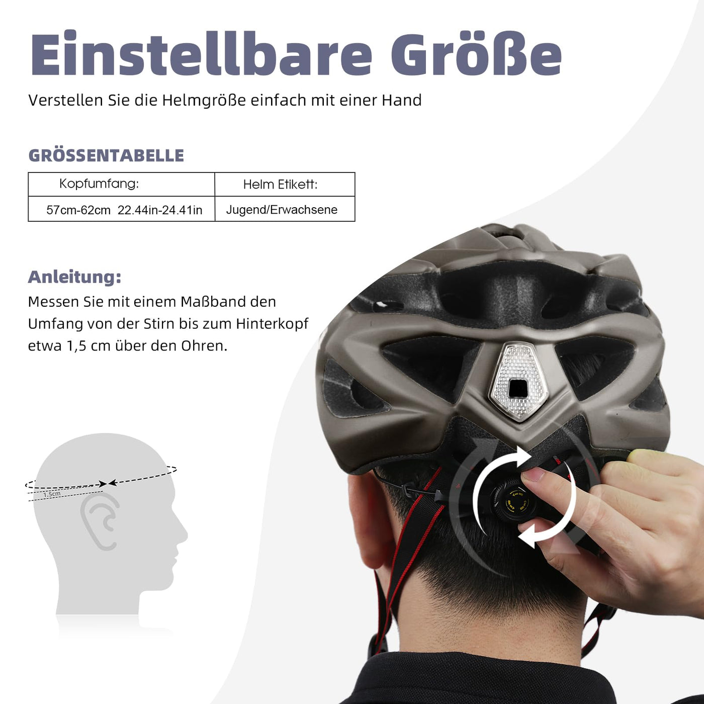 Shinmax Fahrradhelm Herren Fahrradhelm Damen Fahrradhelm mit Visier Abnehmbarer Fahrradhelm mit Licht MTB Fahrrad Helm Erwachsenen Unisex Mountainbike Helm Radhelm Rennradhelm 57-62cm