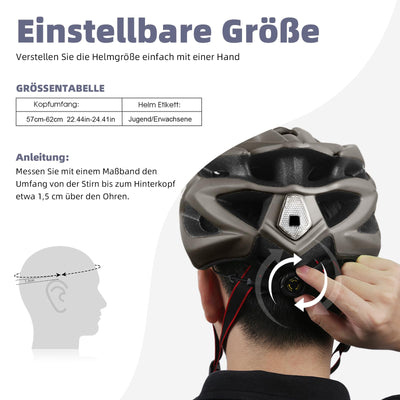 Shinmax Fahrradhelm Herren Fahrradhelm Damen Fahrradhelm mit Visier Abnehmbarer Fahrradhelm mit Licht MTB Fahrrad Helm Erwachsenen Unisex Mountainbike Helm Radhelm Rennradhelm 57-62cm