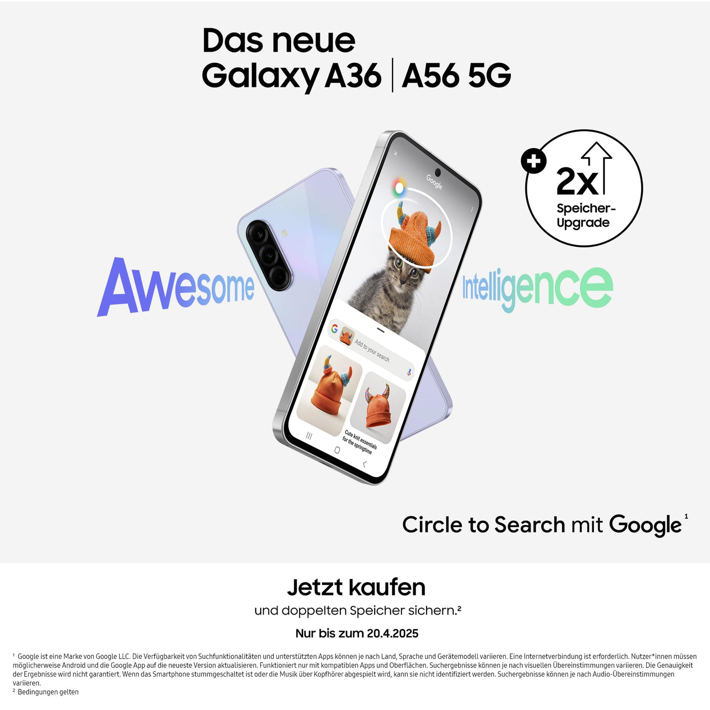 Samsung Galaxy A36 5G AI Smartphone ohne Vertrag, Simlockfreies AI Handy mit Android, 8 GB RAM, 256 GB Speicher, 50-MP-Kamera, Awesome Black, 2,5 Jahre Herstellergarantie [Exklusiv auf Amazon]