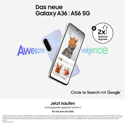 Samsung Galaxy A36 5G AI Smartphone ohne Vertrag, Simlockfreies AI Handy mit Android, 8 GB RAM, 256 GB Speicher, 50-MP-Kamera, Awesome Black, 2,5 Jahre Herstellergarantie [Exklusiv auf Amazon]