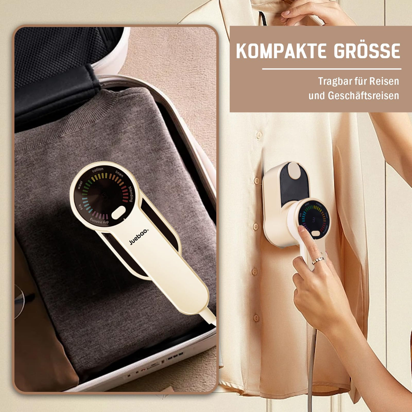 Mini Reise Dampfglätter Reisebügeleisen für Kleidung: 2-in-1 Steamer Dampfglätter - 1200W Tragbarer Reise Bügeln mit 120 ml Wassertank - Handheld Dampfbügeleisen mit 5 Dampfstufen für Zuhause Reisen