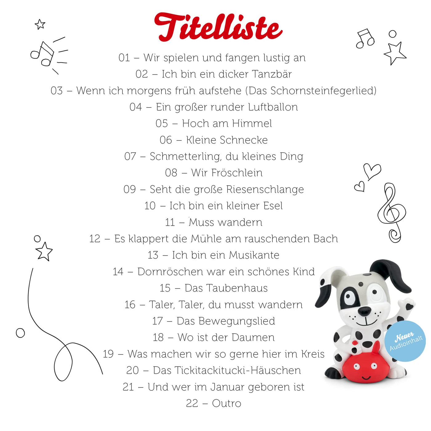 tonies Hörfigur für Toniebox, Lieblings-Kinderlieder – Spiel- und Bewegungslieder 2, Kinderlieder für Kinder ab 3 Jahren, Spielzeit ca. 49 Minuten