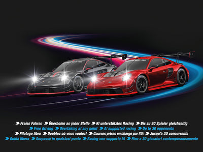 Carrera HYBRID Devil Drivers, Rennspaß der neuen Generation, Legendäre Rennboliden Porsche 911 GT3 R im Maßstab 1:50, Hybrid Technologie mit KIIUnterstützung, Steuerung per SmartphoneIApp