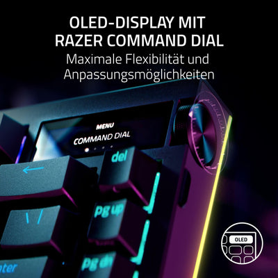 Razer BlackWidow V4 Pro 75% - Kabellose Hot-Swap-Gaming-Tastatur - OLED-Display (Befehlsrad, 4K Hz & Bluetooth-Konnektivität, magnetische Handballenauflage) ISO US-Layout | Schwarz