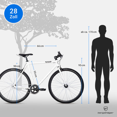 Bergsteiger Kyoto 28 Zoll Singlespeed Fixie Fahrrad, Aluminium Rahmen, Flip-Flop-Nabe, Retro-Design, Fixed Gear, Urban Bike für Herren & Damen