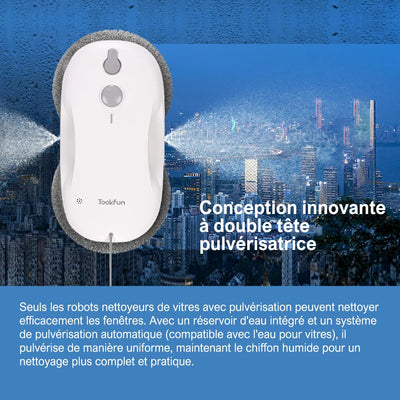 TookFun CW-1 Glasreiniger Roboter Automatische Wassersprüh- und Wegplanung für Fenster, Glas, Fliesen, Badezimmer (White)