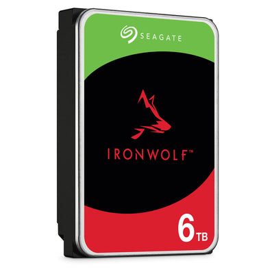 Seagate IronWolf 6 TB interne Festplatte NAS HDD, 3.5 Zoll, 5400 U/Min, 256 MB Cache, SATA 6 Gb/s, silber, inkl. 3 Jahre Rescue Service, Modellnr.: ST6000VNZ06