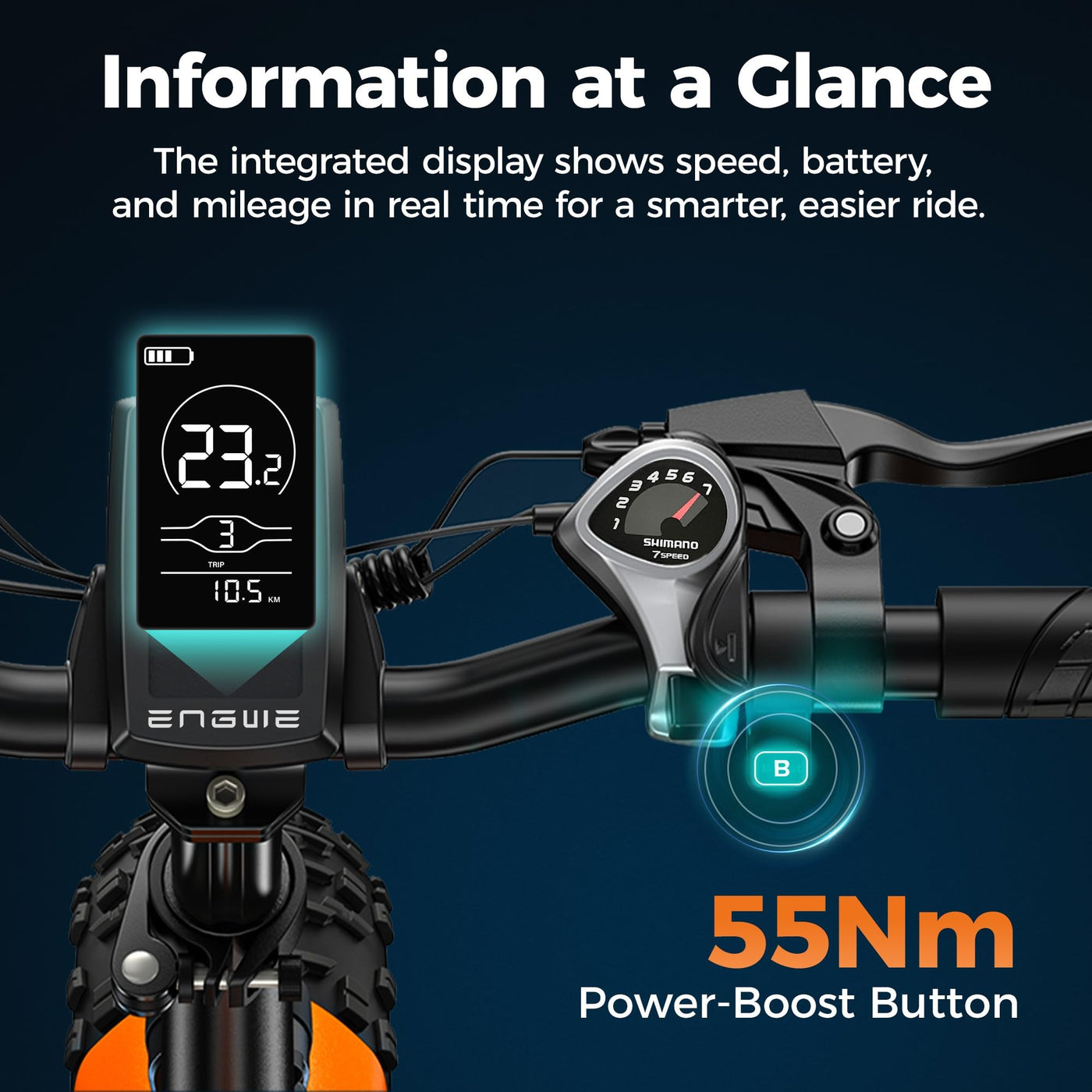 ENGWE E Bike Klapprad, 48V 13Ah Removable Akku bis 120km，20×4.0 Zoll Fette Reifen, 7-Speed E-Bike für Jedes Terrain