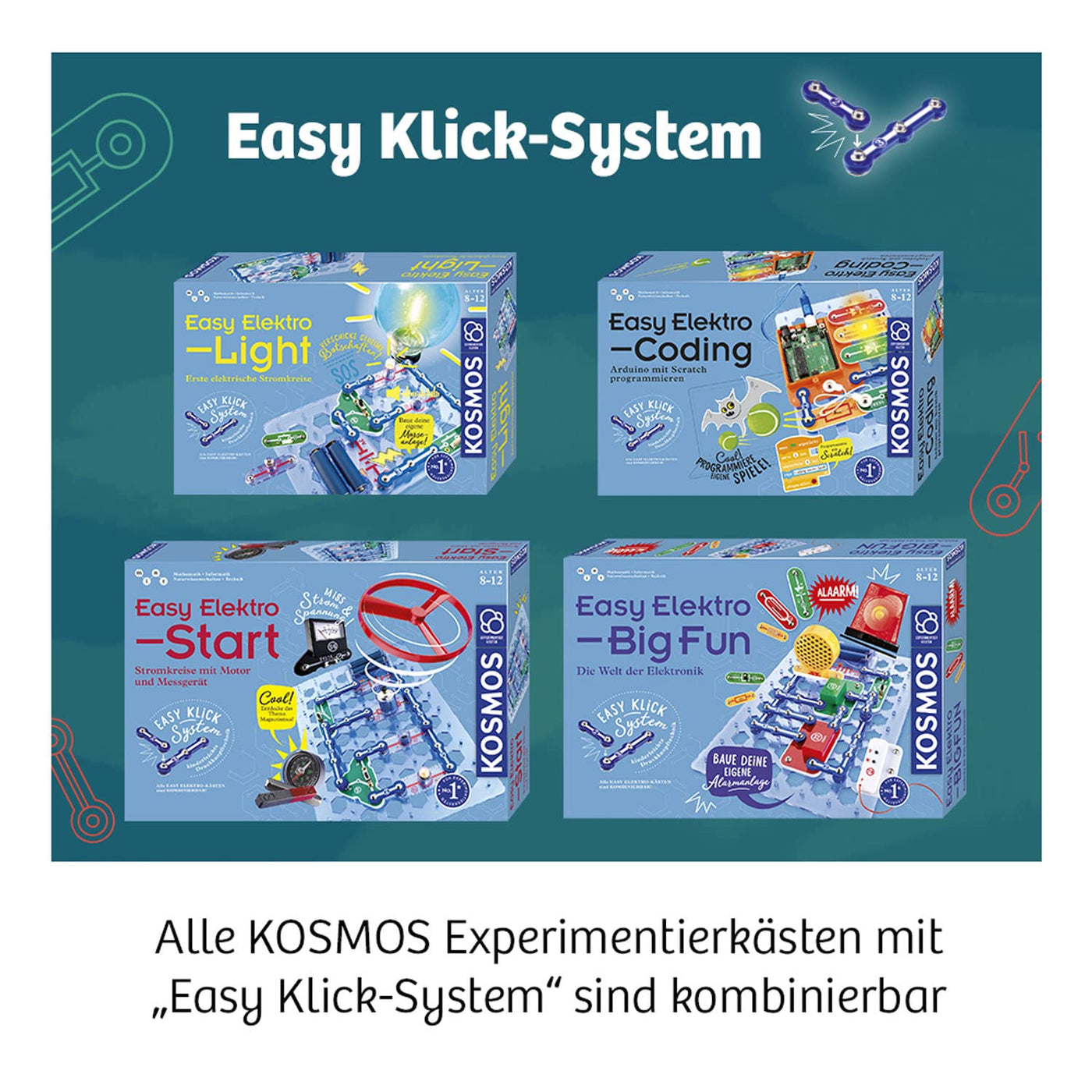 KOSMOS 620530 Easy Elektro - Light. Erste elektrische Stromkreise erstellen. Spielerisch die Elektrizität entdecken. Experimentierkasten zu Elektrotechnik für Kinder ab 8-12 Jahre