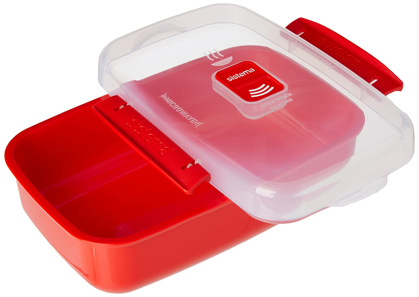 Sistema Microwave-Heat & Eat Frischhaltedosen Set | 4 rechteckige Mikrowellen-Vorratsdosen mit Deckeln (2 x 1,25 l + 2 x 525 ml) | verschließbare Clips und Belüftungsventile | BPA-frei [82005]