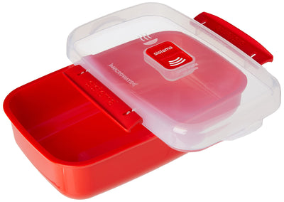 Sistema Microwave-Heat & Eat Frischhaltedosen Set | 4 rechteckige Mikrowellen-Vorratsdosen mit Deckeln (2 x 1,25 l + 2 x 525 ml) | verschließbare Clips und Belüftungsventile | BPA-frei [82005]