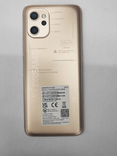 UMIDIGI F3 5G Smartphone Ohne Vertrag,8+128G Handy Ohne Vertrag,Android 12 Günstig Handy,6.7HD+ Display,48MP AI Kamera,5150mAh Akku Intelligent Mobiltelefon/Octa Core/Dual SIM/NFC/OTG (Roségold)
