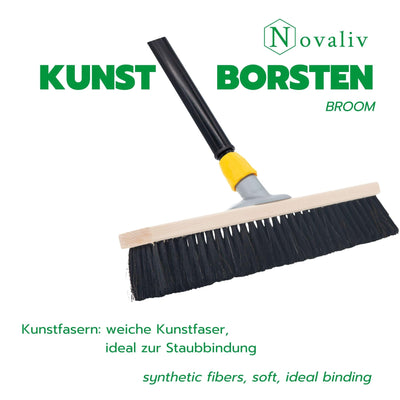 Novaliv Saalbesen mit Rosshaarmischung I 60cm mit Teleskopstiel I weiche Borsten Kehrbesen Hofbesen Feinstaubbesen
