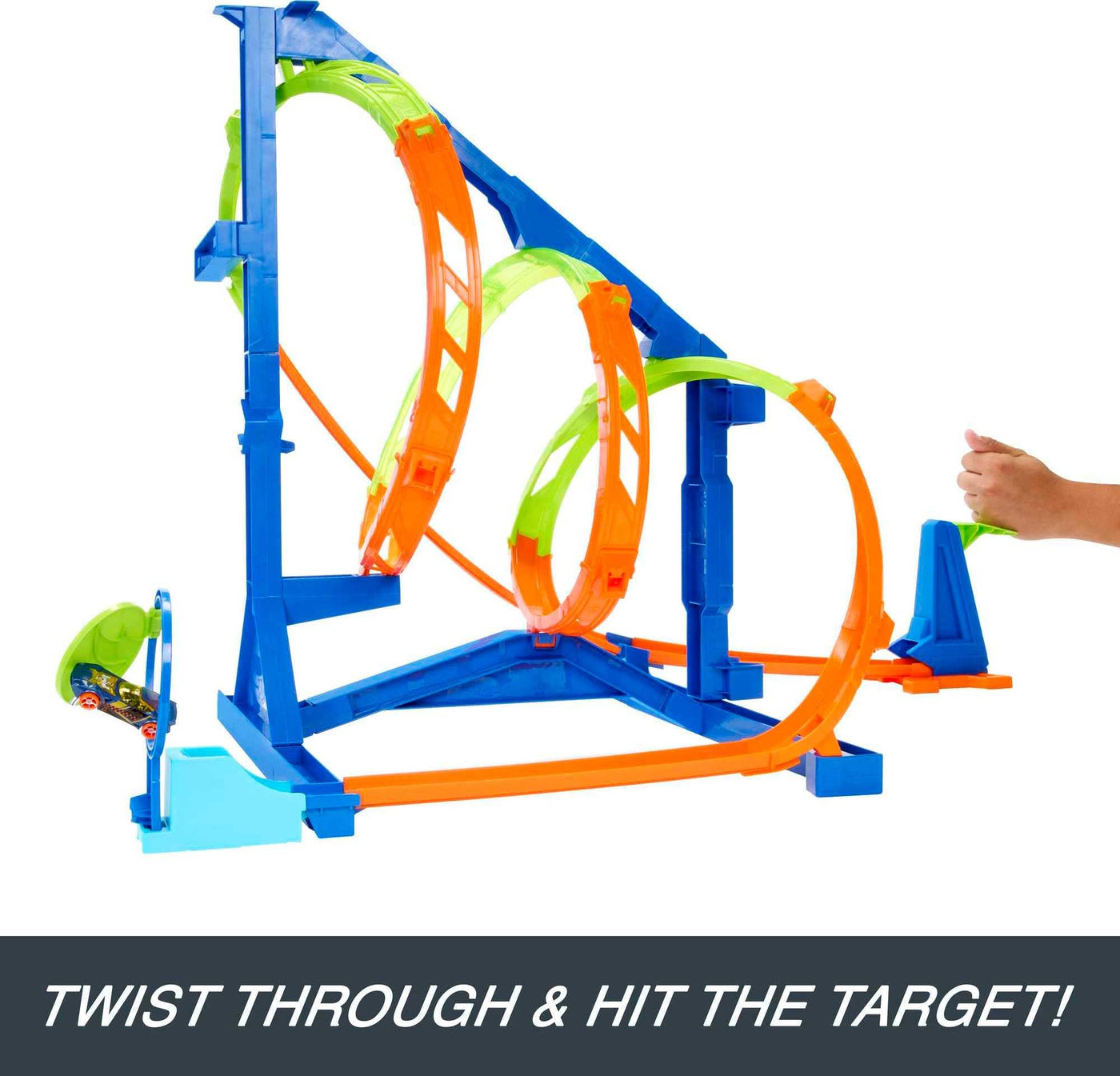 HOT WHEELS Looping-Twister Set - Trackset mit dreifachem Korkenzieher-Looping und Aufbewahrungsbox, inklusive 1 Spielzeugauto, für Kinder ab 6 Jahren, HMX41