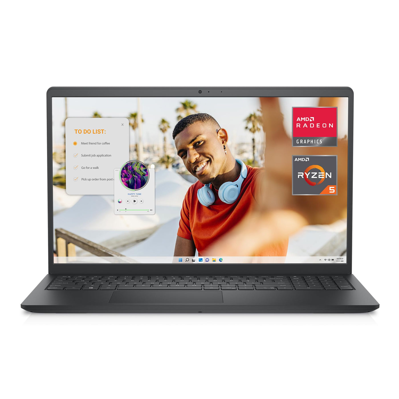 Dell Inspiron 15 3535 Laptop 15.6 Inch FHD 120Hz, AMD Ryzen 5 7520U, 8GB RAM LPDDR5, 512GB SSD, AMD Radeon Graphics, Intel Wi-Fi 6, Windows 11 Home, German QWERTY Black