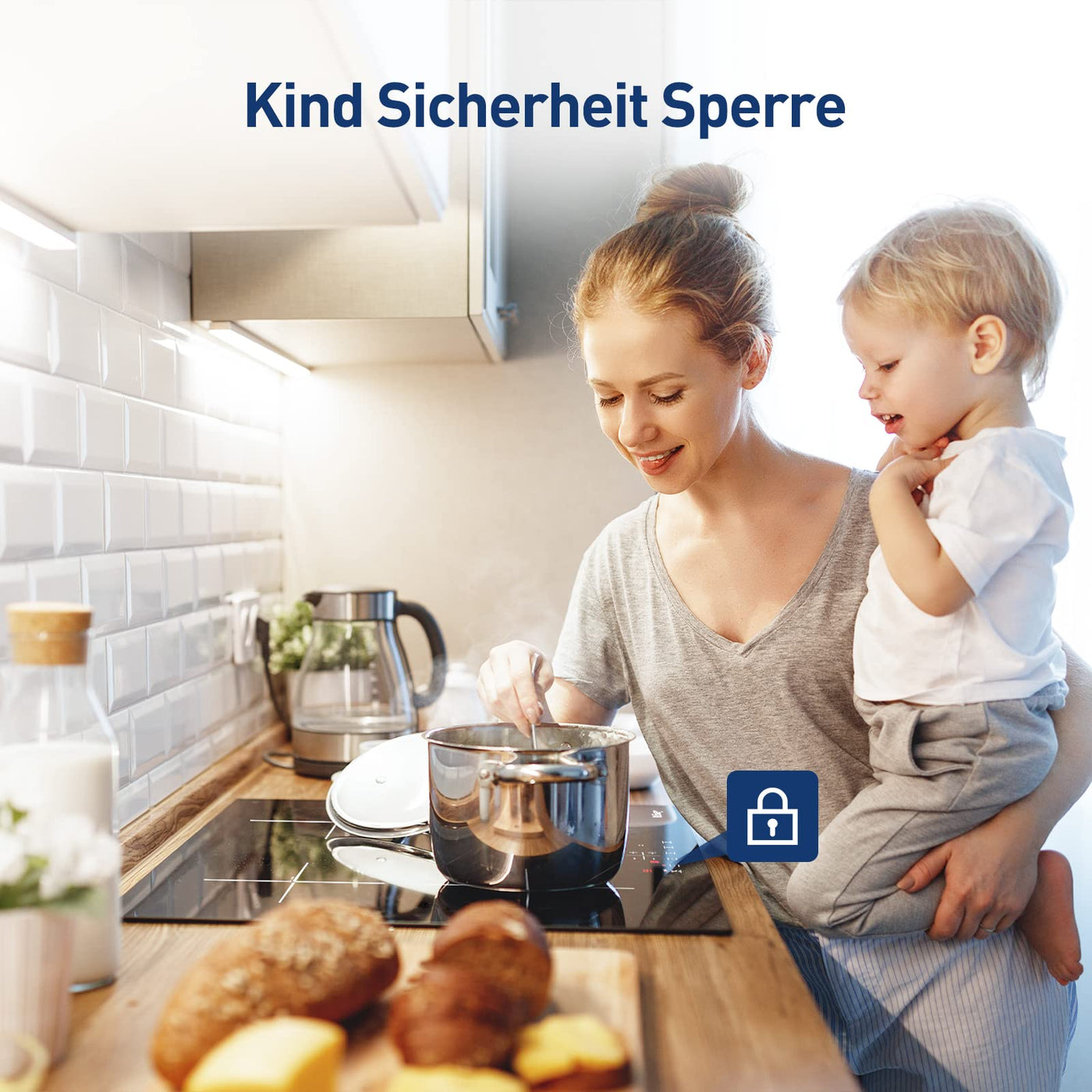 IsEasy 4 Zonen Einbau Induktionskochfeld mit 9 Leistungsstufen &1-99Min Timer, Boost-Funktion, Induktionskochplatte, Induktion Herdplatte mit 4 Platten, 60cm, 6800W, Schwarz