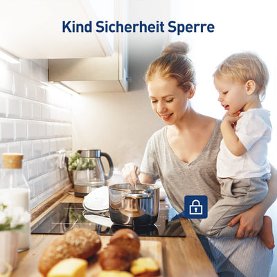 IsEasy 4 Zonen Einbau Induktionskochfeld mit 9 Leistungsstufen &1-99Min Timer, Boost-Funktion, Induktionskochplatte, Induktion Herdplatte mit 4 Platten, 60cm, 6800W, Schwarz