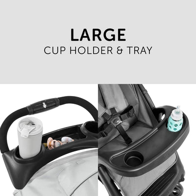 hauck Buggy Shopper Neo II mit 2 Getränkehalter und Snack-Tablett, Einhändig Klein Faltbar, ab Geburt bis 22 kg mit Liegefunktion, Tasche im Verdeck, XL Korb bis 3 kg (Grey)