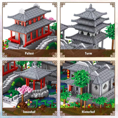 Suzhou Garden Baumhaus Bauklötze Kit, 3930 Teile Chinesische Architecture Suzhou Bauspielzeugsets mit Lichterkette, Suzhou Garden Haus Deko Modell, Klemmbausteine Building Blocks für Erwachsene Kinder
