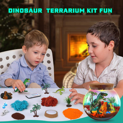 RONSTONE Dinosaurier Spielzeug für Jungen Mädchen - Bastelset Spielzeug Geschenk Junge 4 5 6 7-12 Jahre Kinder - DIY Dino Terrarium & Vulkan für Jungen - Lernende Experimente Bastelsets für Kinder