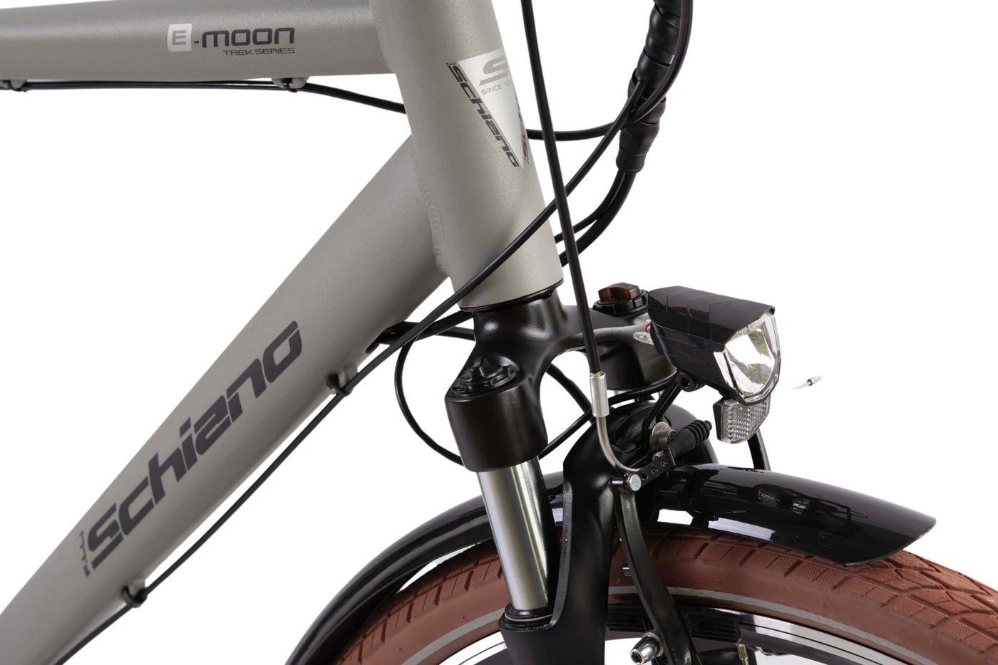 F.lli Schiano E-Moon, E Bike Trekking 28 Zoll, 36V 13Ah Abnehmbarer Akku, Motor 250W 40Nm, Trekking EBike für Herren, Grau