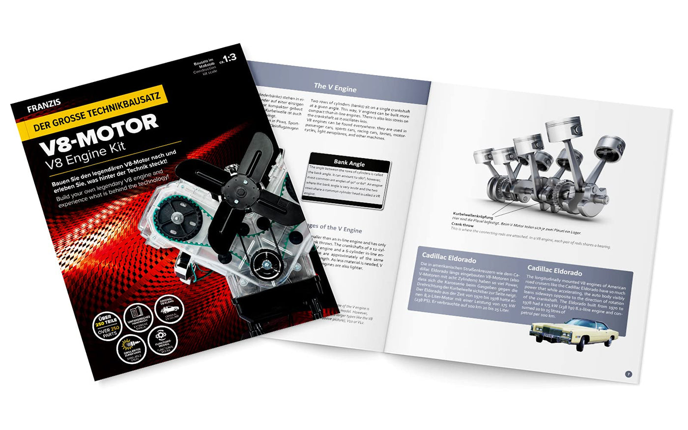 Franzis 67114 große Technikbausatz V8-Motor: Baue den legendären V8-Motor nach und erlebe was hinter der Technik steckt!