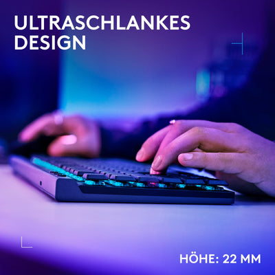 Logitech G G515 LIGHTSPEED TKL kabellose flache Gaming-Tastatur, LIGHTSYNC RGB, dünnes Profil ohne Ziffernblock, PBT-Tastenkappen, lineare mechanische Switches, Deutsches QWERTZ-Layout - Schwarz