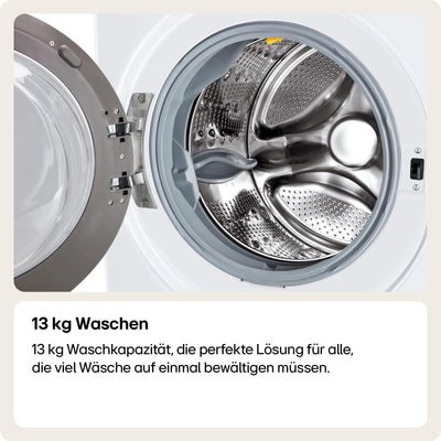 LG F4WR703YB Frontlader-Waschmaschine 13 kg, Klasse A -20%, 1.400 U./Min., 61.5x60x85 cm, TurboWash 360 in 39 Minuten, Allergy Care, Steam, Wi-Fi, Digitales Touchdisplay, Platinum Black