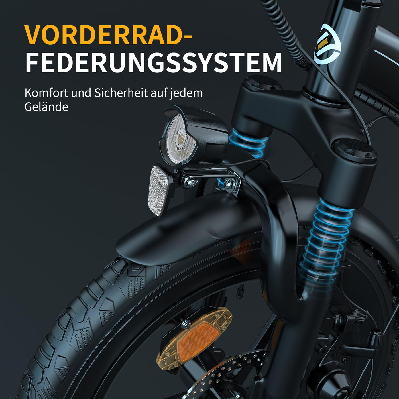 ESKUTE D100 E-Bike Klapprad 16 x 2,5 Zoll, Elektrofahrrad für Herren & Damen, Fatbike mit Abnehmbarem 36V 13Ah Akku, Lange Reichweite bis 100 km, Faltbares Pedelec für Erwachsene, Schwarz