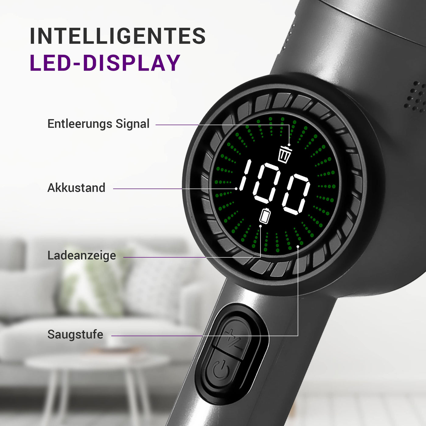 LEBENLANG Kabelloser Handstaubsauger Akku 17000PA I TESTSIEGER I Inkl. Starker LI-Akku & Standhalterung mit Ladefunktion I Auto Staubsauger Handsauger beutellos Tierhaare Hand Handheld Vacuum Cleaner