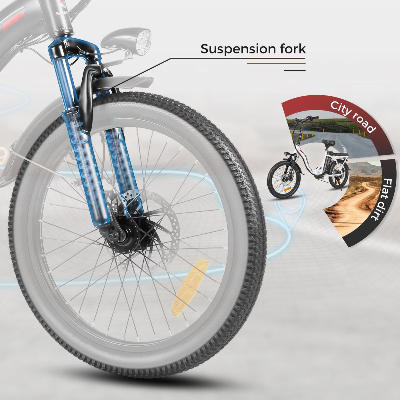 SAMEBIKE Klapprad E-Bike, 20 Zoll Elektrofahrrad with 36V/12Ah Abnehmbarem Akku Hydraulische Bremse, für Erwachsene, Herren Damen