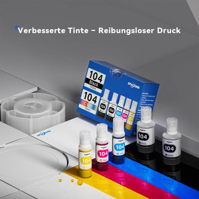 Spaceink Tinte 104 Multipack kompatibel für Epson 104 Tinte ET-4800 ET-4810 ET-2810 ET-2820 ET-2811 ET-2812 ET-2814 ET-2815 ET-2821 ET-2710 ET-2711 ET-2712 Drucker (2Schwarz, C, M, Gelb)