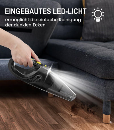 Uythumidid Handstaubsauger Akku Kabellos, Auto Autostaubsauger, HS6 Mini Tragbarer Staubsauger mit 3 Waschbar HEPA Filtern, Starke Absaugung, LED-Lichter für Haus/Büro/Haustier/Auto/Sofa/Teppiche