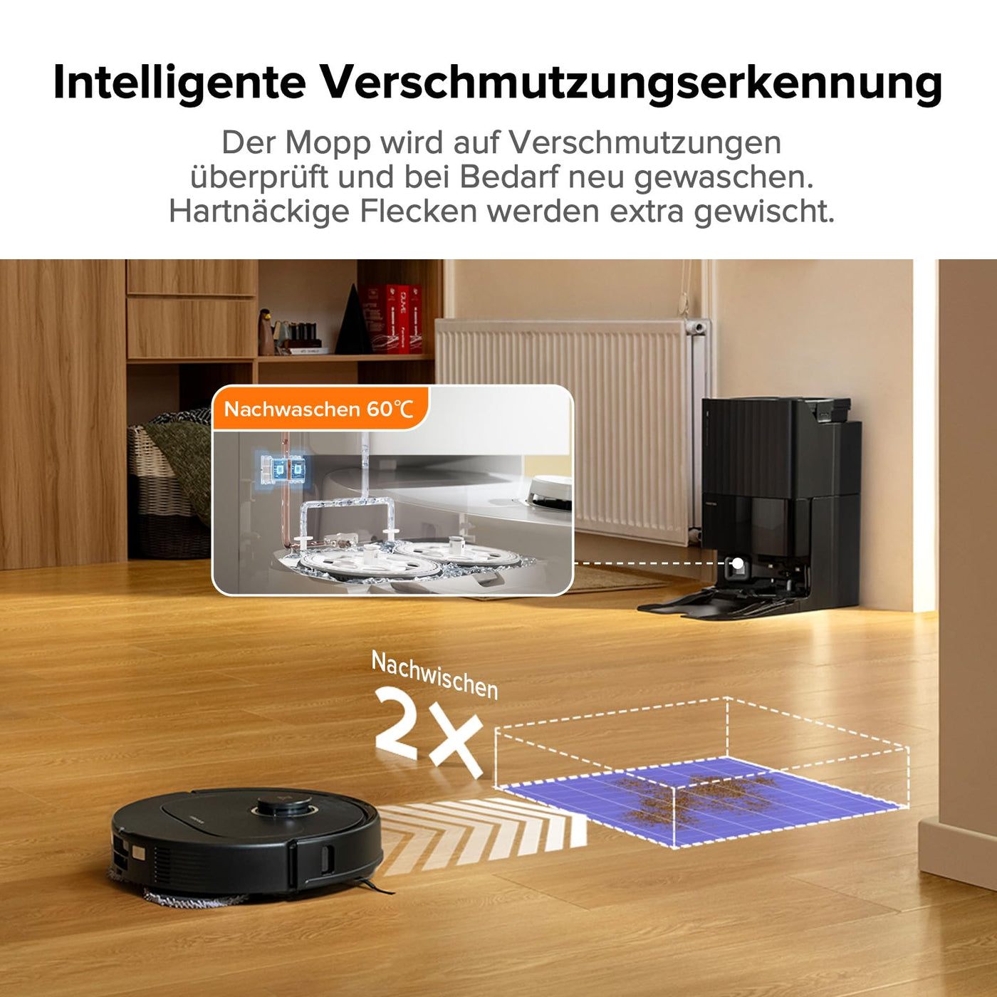 roborock Qrevo Pro Set Saugroboter mit Wischfunktion&Hebarem Wischmopp, 7000Pa, FlexiArm Design™ Kantenreinigung, 60 °C Heißwasser-Moppwäsche, zusätzlich 2 Wischmops, Roboterstaubsauger-Set(Schwarz)