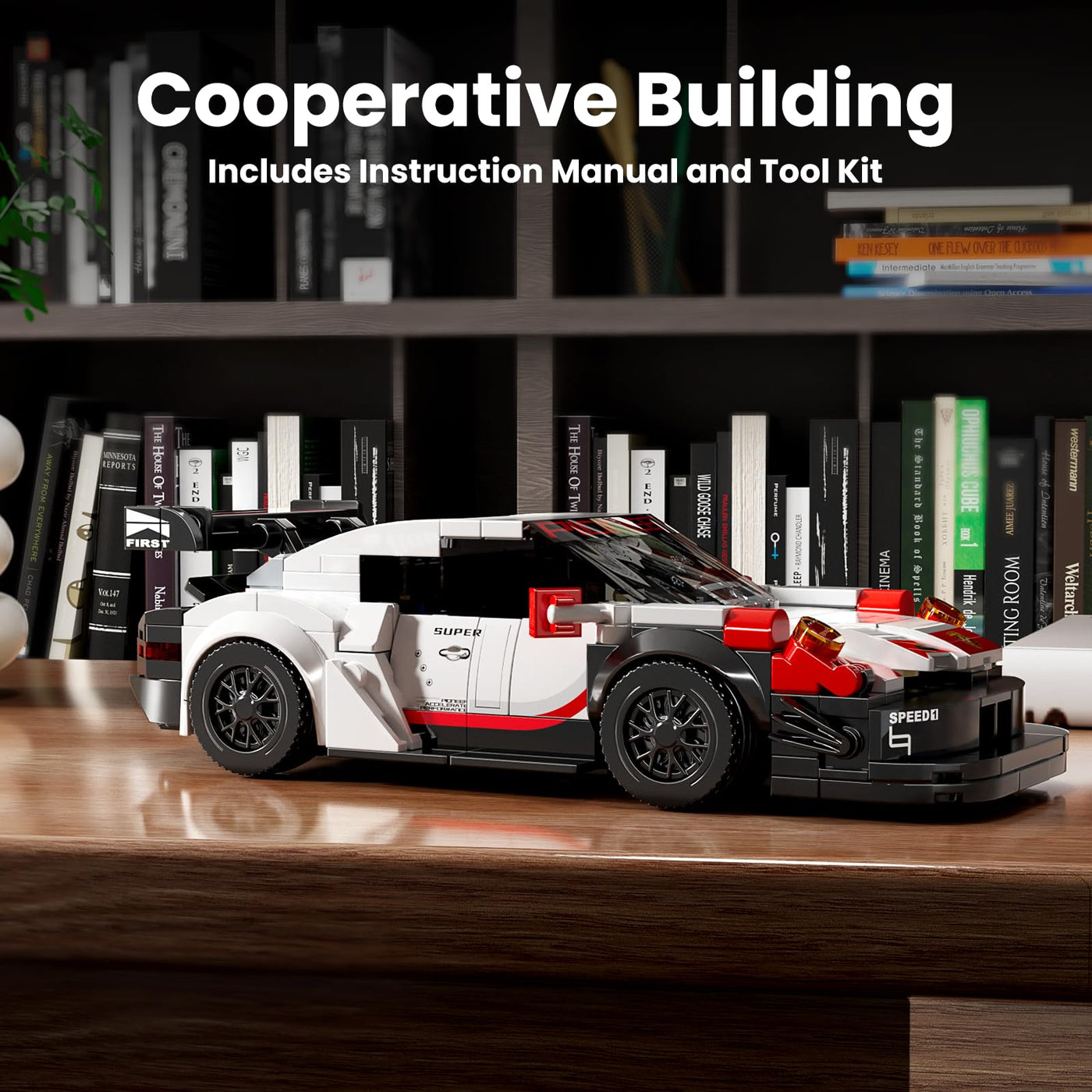 Mould King 27010 Speed Champion Rennwagen Bausteine 911 RSR Sportwagen Klemmbausteine mit Acryl-Vitrine Modellautos zum Sammeln (349 Teile)