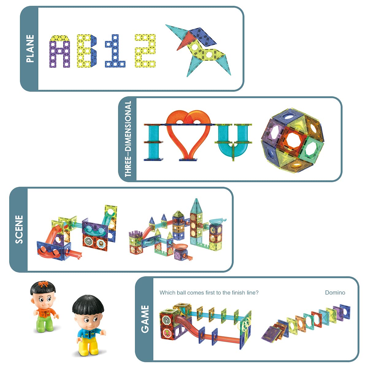 morkka Magnetische Bausteine,STEM Montessori Spielzeug für Kinder 3 4 5 6 7 8 Jahre 3D Lernspielzeug Set Konstruktion Blöcke Geschenk für Jungen Mädchen Orbitalblöcke Gleisbau (75PCS)