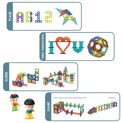 morkka Magnetische Bausteine,STEM Montessori Spielzeug für Kinder 3 4 5 6 7 8 Jahre 3D Lernspielzeug Set Konstruktion Blöcke Geschenk für Jungen Mädchen Orbitalblöcke Gleisbau (75PCS)