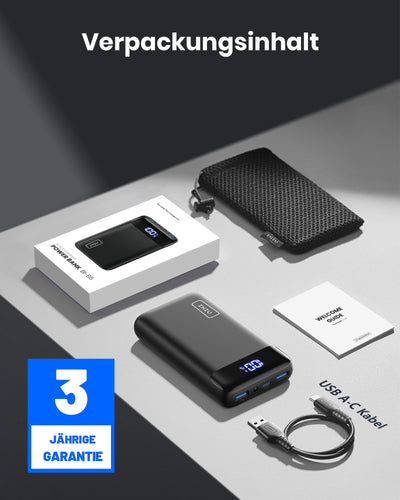 INIU Powerbank, Kompakte LED-Anzeige 20000mAh Externer Akku mit Dualer 3A Ausgängen und USB-C Eingang, Power Bank für Handy iPhone 16 15 14 13 12 11 X 8 Xiaomi iPad Tablet Laptop-Akkus