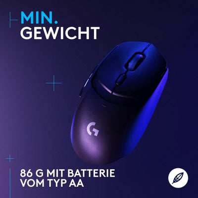 Logitech G309 LIGHTSPEED kabellose Gaming-Maus, leicht, LIGHTFORCE-Hybridschalter, HERO 25K-Sensor, über 300 Stunden Akkulaufzeit mit AA-Batterie, 6 programmierbare Tasten, PC und Mac - Schwarz