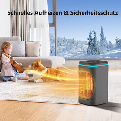 Wosilsor Energiesparender Heizlüfter, leise Heizung PTC Keramik mit Fernbedienung, 3 in 1 Elektroheizung/Lüfter/Nachtlicht, 2 Heizstufen, 3 Timing, Überhitzung Kippenschutz für Schlafzimmer Desk