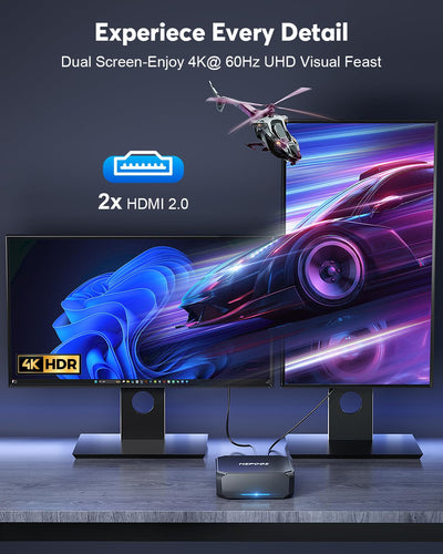 NiPoGi AK2 Plus Mini PC 16 GB DDR4 1 TB M.2 SSD, 12th Gen Intel Alder Lake-N100 (bis zu 3,4 GHz) Mini-Computer mit Dual-Display 4K HD/2x HDMI/WiFi 5/Gigabit-Ethernet, Tower für Zuhause/Büro